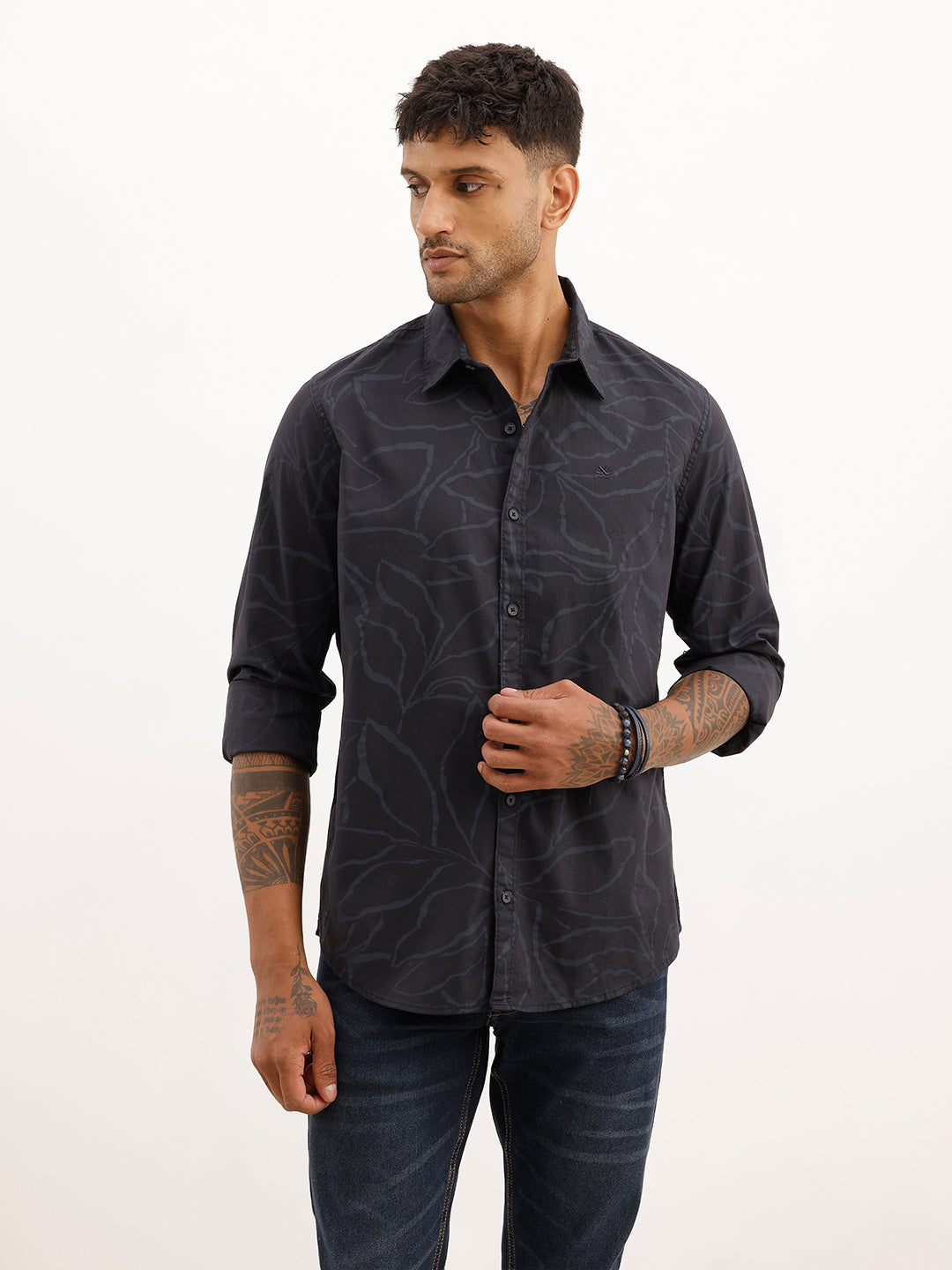 Slim Fit Full Sleeve AOP Shirt | Dark Blue | WSH01FSSL7097W
