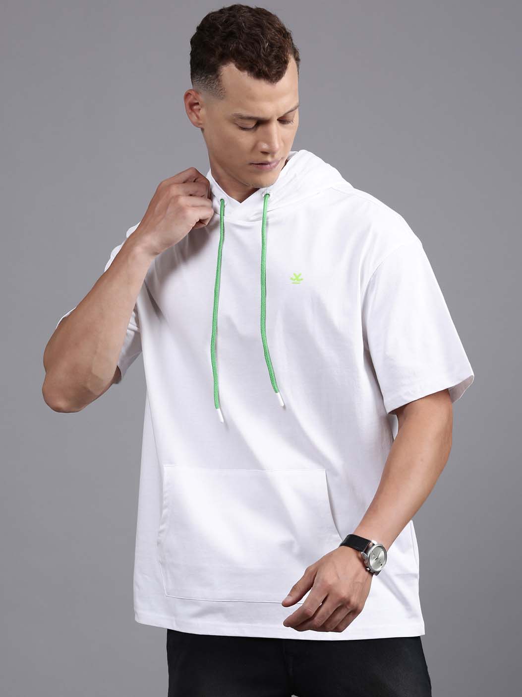 White Hooded Short Sleeve T-Shirt