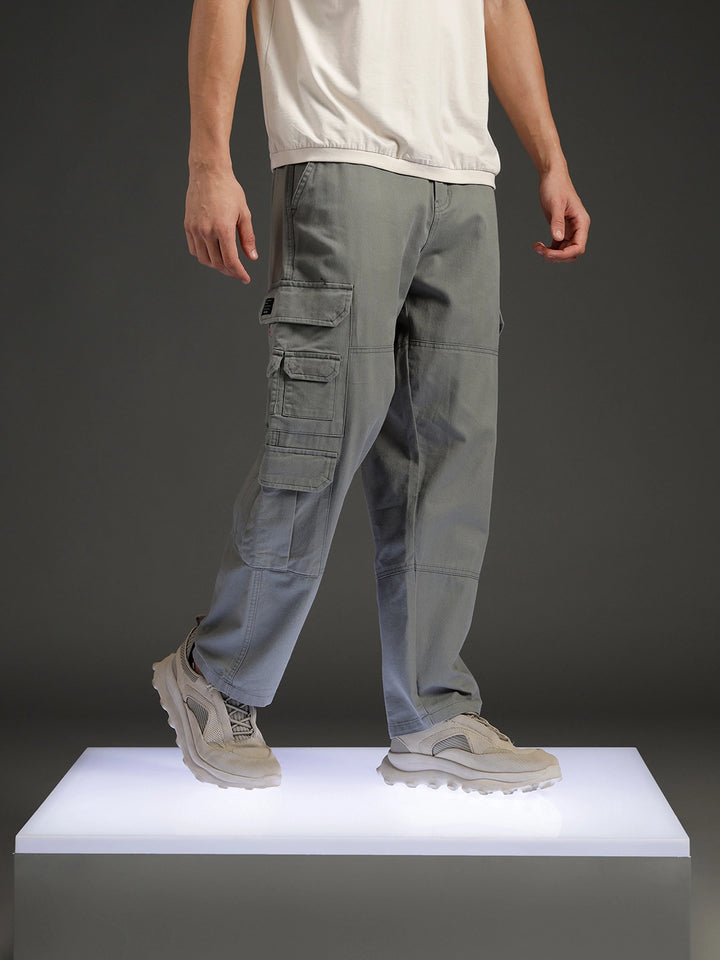 Men's casual loose fit cargo pocket trousers | Grey