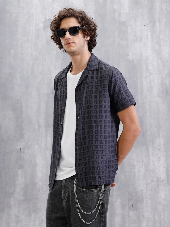 Casual AOP Resort Collar Shirt | Black