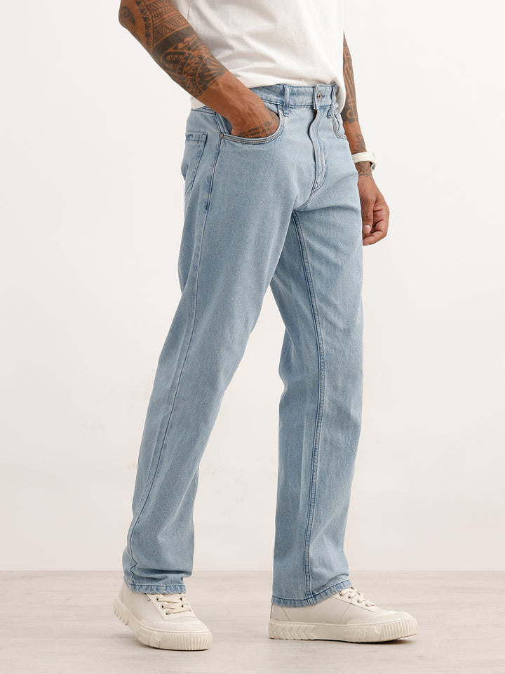 Solid Anti Fit Denim Jeans | Light Blue