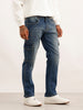 Straight Fit Washed Denim Cargo | Blue