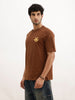 Oversized Placement Back Printed T-Shirt | Brown