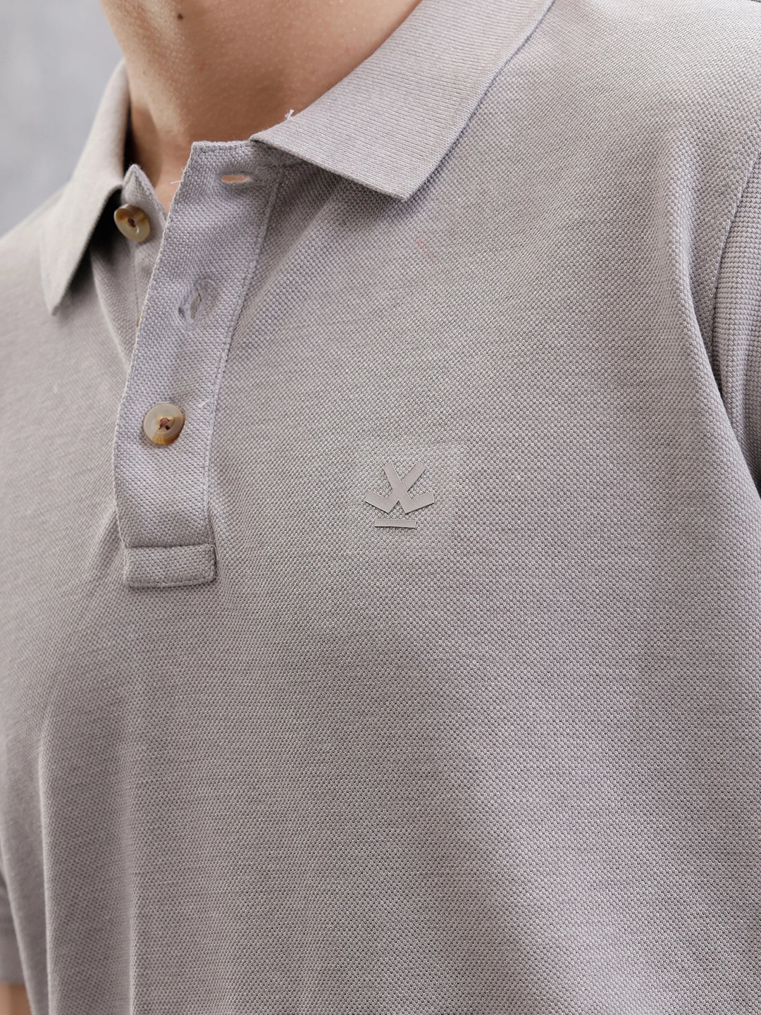 Solid Slim Fit Polo T-Shirt | Grey