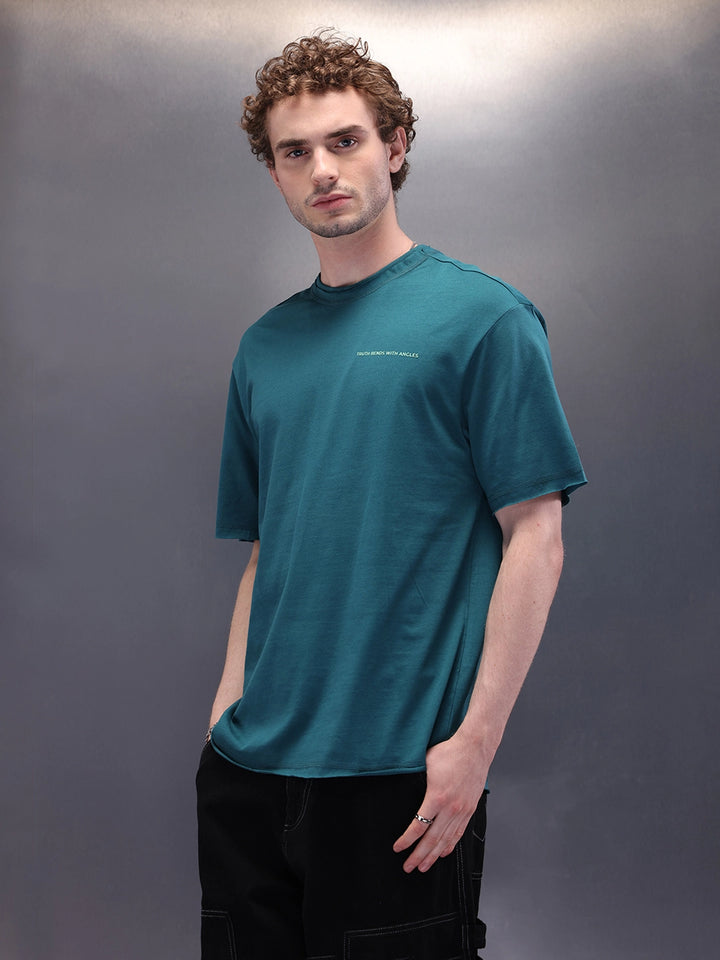 Raw Edge Printed T-Shirt | Green