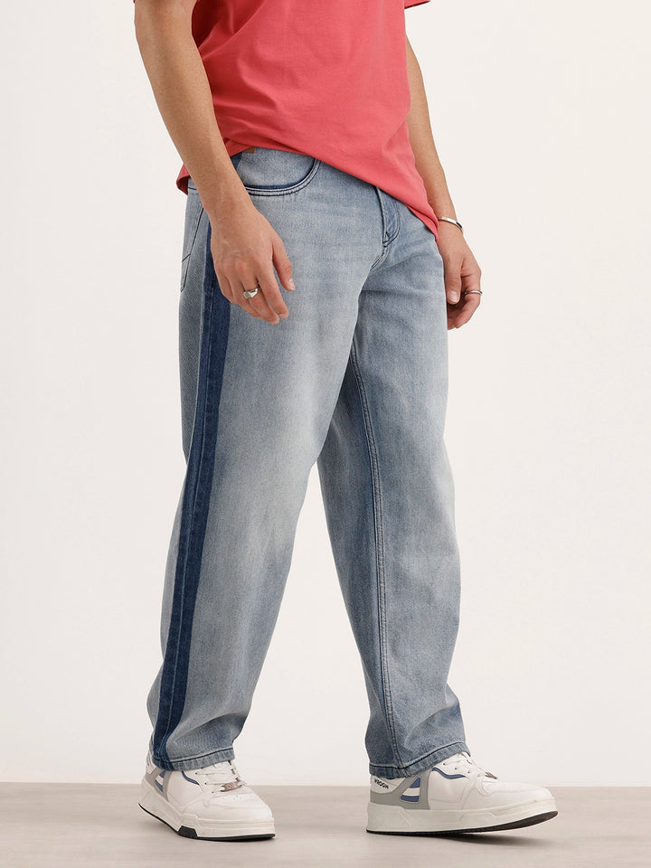 Loose Fit Faded Denim Jeans | Light Blue