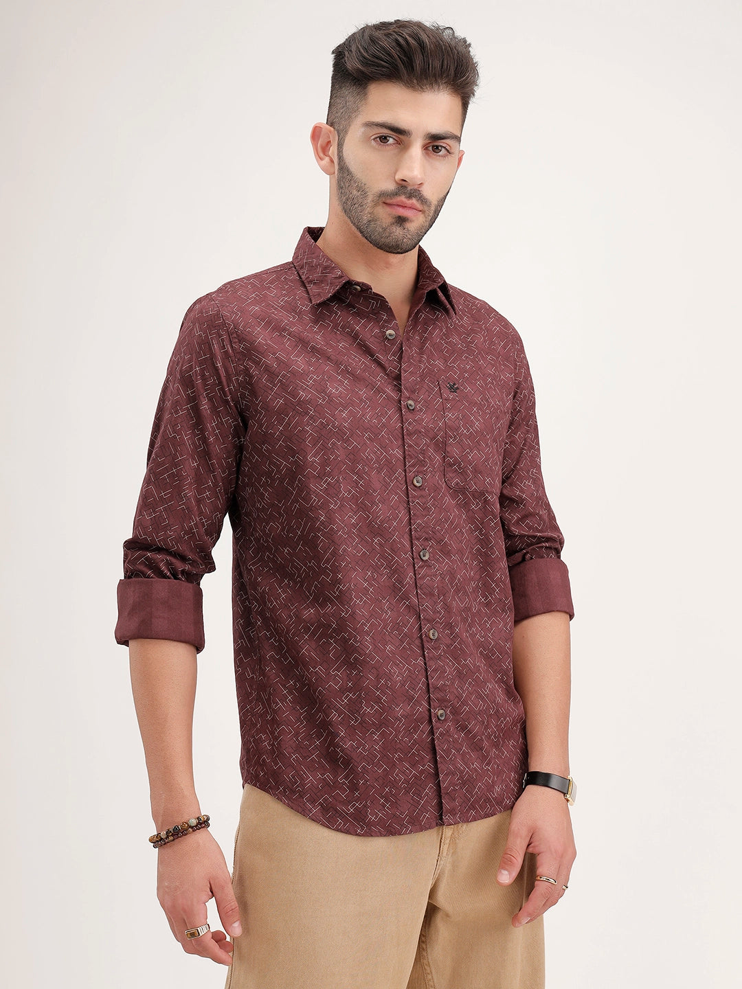 Regular Fit AOP Shirt | Brown