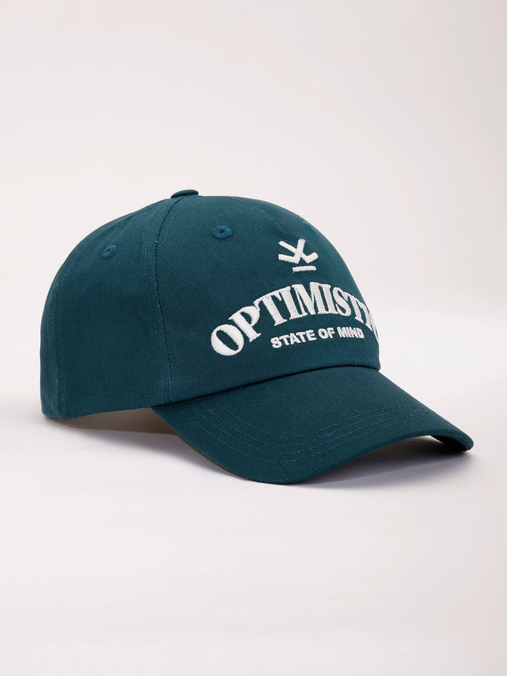 Embroidered "Optimistic" Graphic Cap | Teal