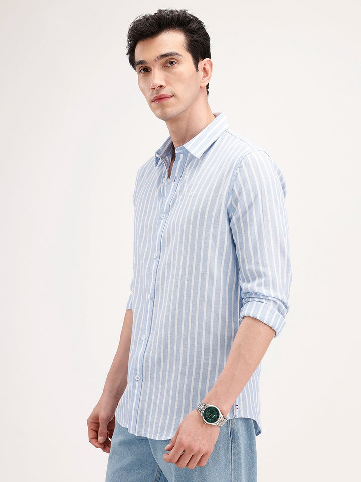 Classic Slim Fit Striped Shirt | Blue