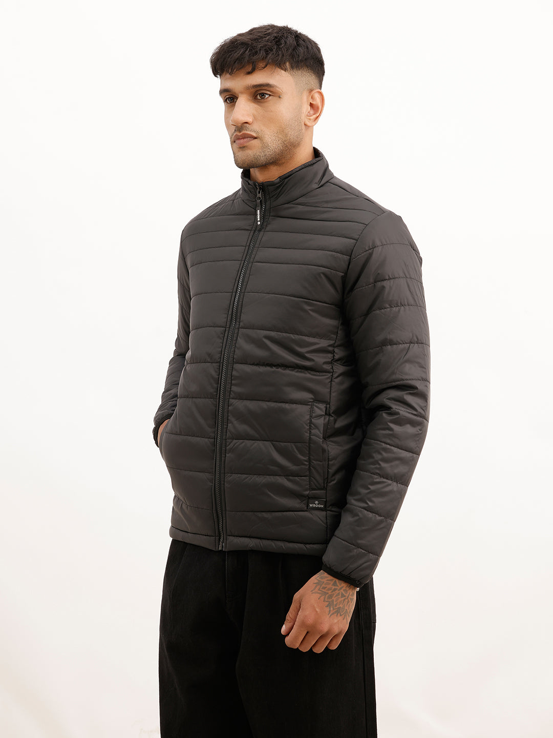 Solid Regular Fit Jacket | Black