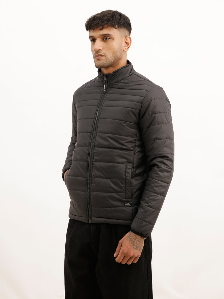 Solid Regular Fit Jacket | Black