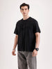 Washed Embroidery Patch T-Shirt   |  Black