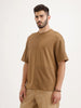 Textured Oversized Cut & Sew T-Shirt | Khaki