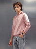 Hooded Cut&Sew Slim Fit Pullover | Pink