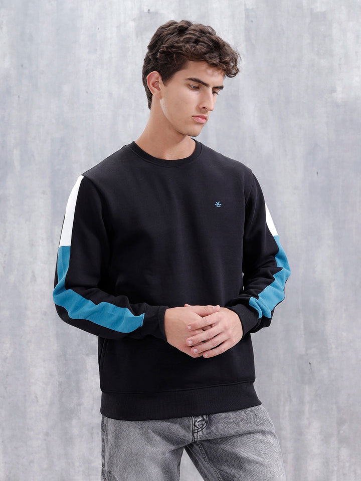 Solid Casual Slim Fit Sweatshirt | Black