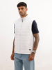Solid Cut Off Sleeve Puffer Jacket | White