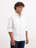 Textured Regular Fit Double Pocket Shirt | White