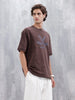 Wrogn Logo Raw-Edged Washed Tee | Brown