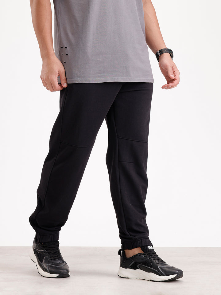 Solid Relaxed Fit Joggers  | Black