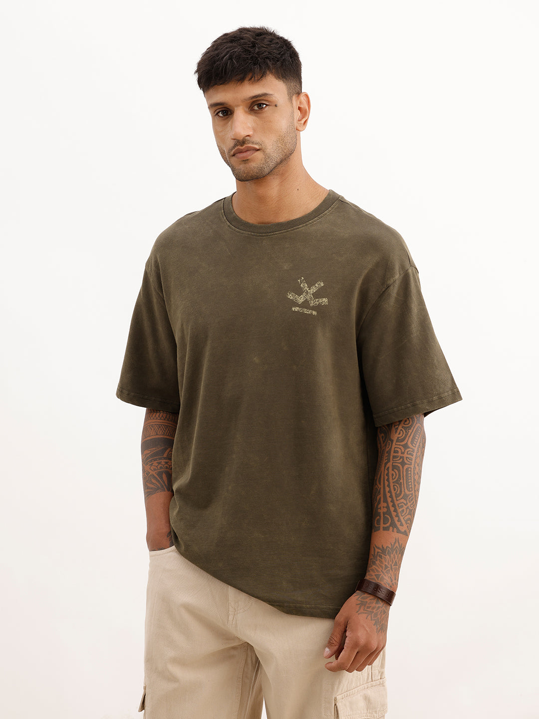 Oversized Back Printed T-Shirt | Olive