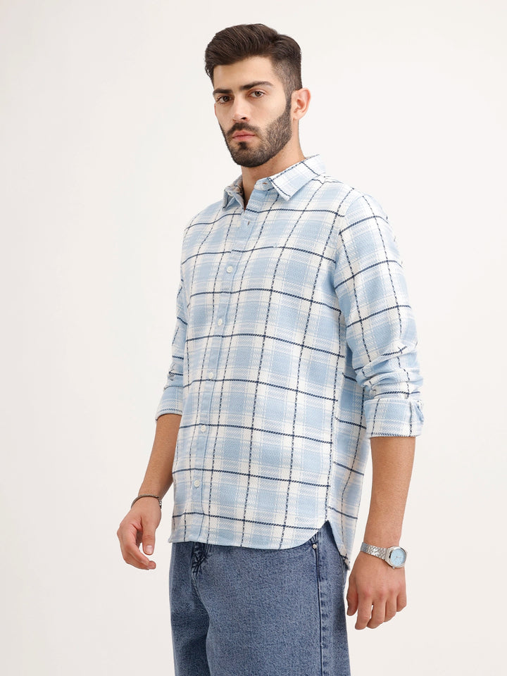 Textured Regular Fit Shirt | Light Blue