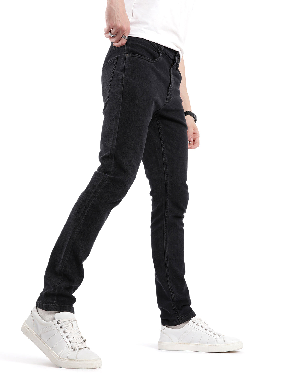 Casual Black Slim Fit Denim Jeans