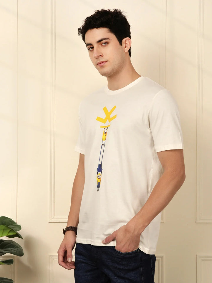 Minion Printed Slim Fit T-Shirt | White