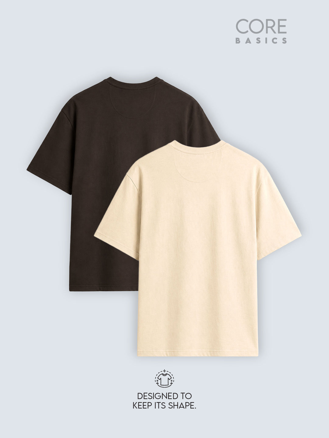 Core Basics Oversized Fit T-Shirt 2-Pack | Essential | Brown & Beige | WTS01HSSL1320W-2
