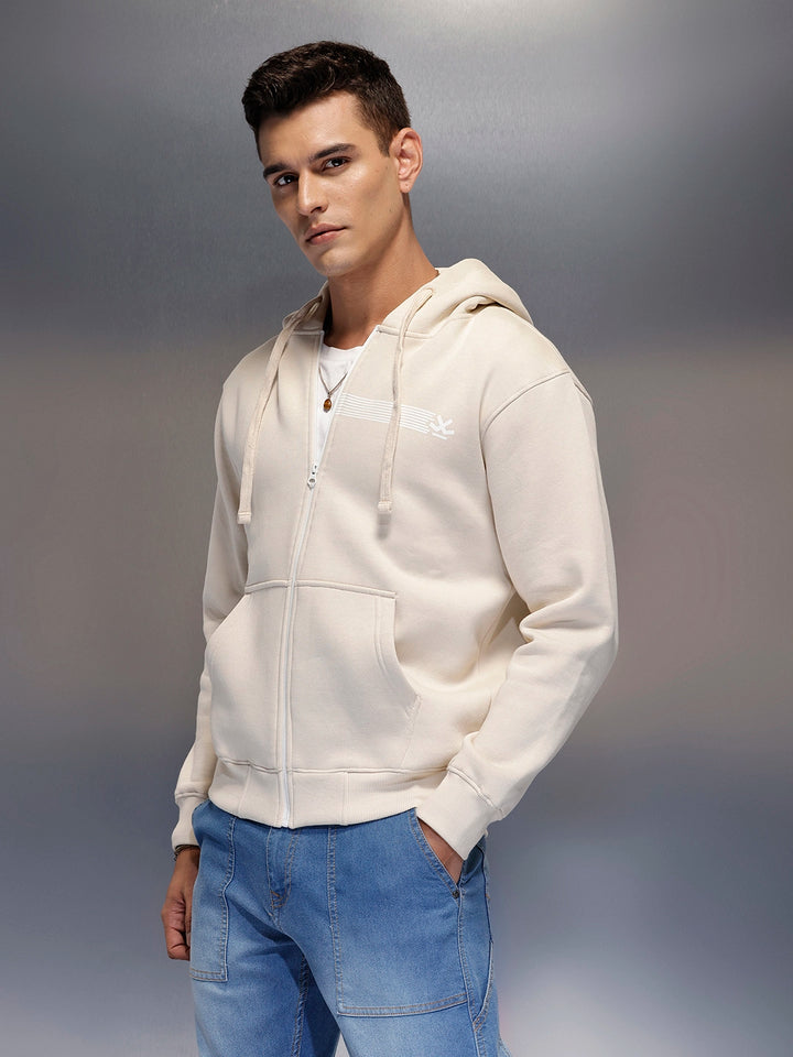 Men's casual sweatshirt with print design | Beige