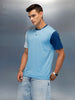 Men's Casual Regular Fit Colorblock T-Shirt | Light Blue