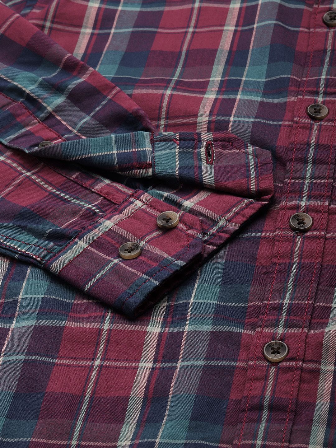 Blue on Maroon Checked Shirt