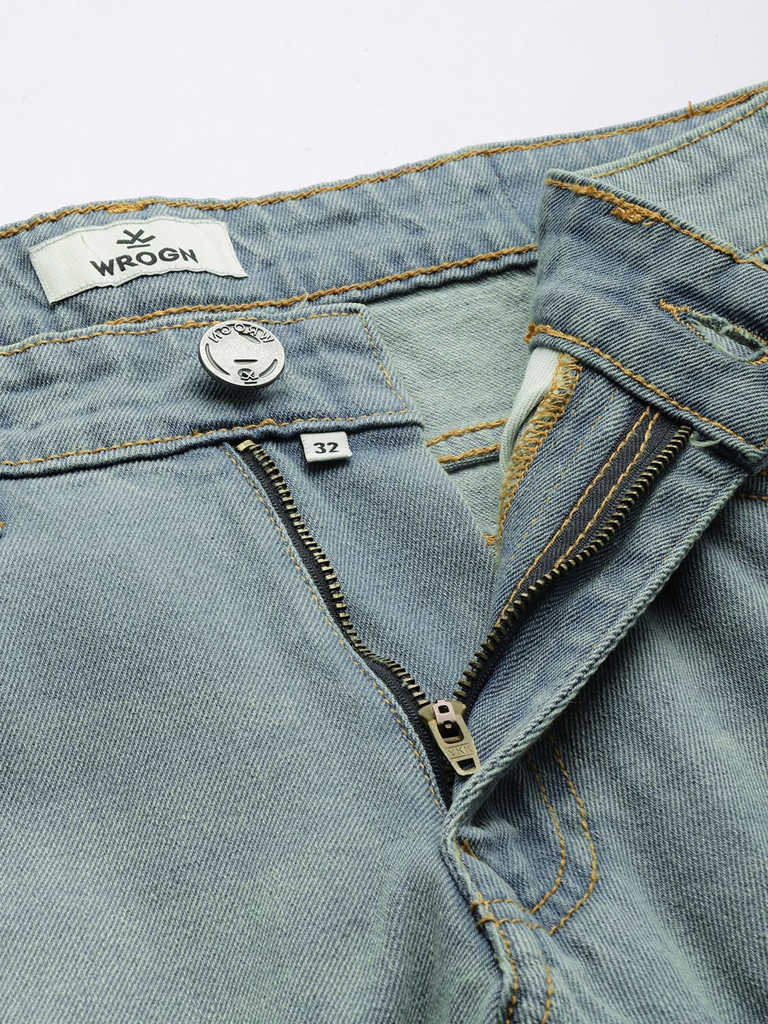 Mildly Distressed Heavy Fade Denim Jeans