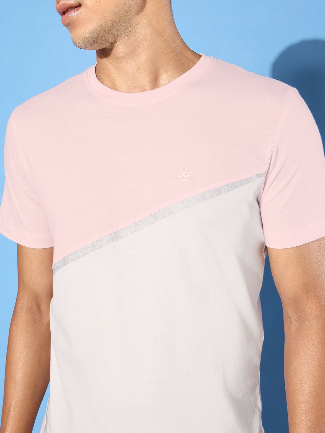 Quirky Pink Colourblocked  T-Shirt