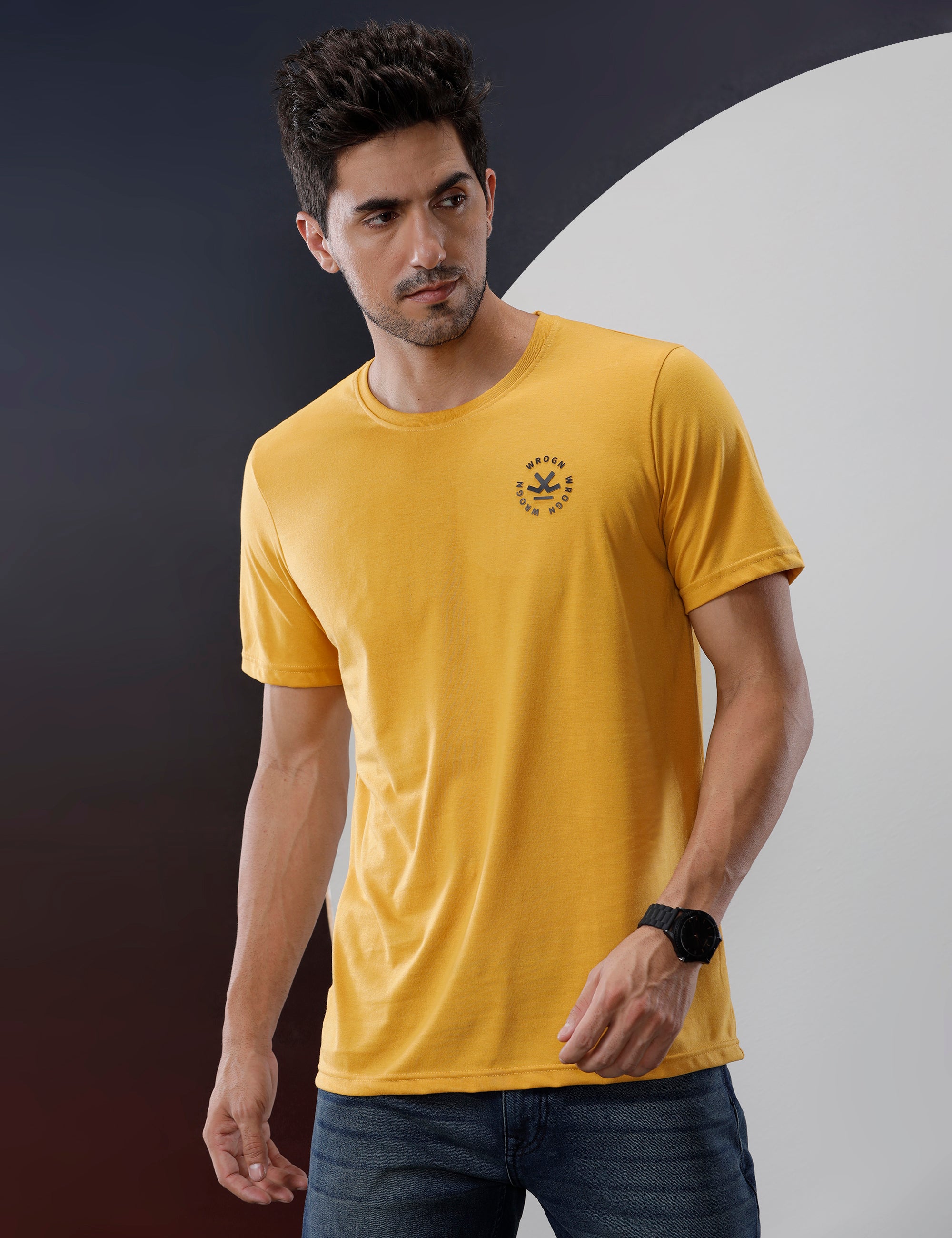 Basic Mustard Crew Neck T-Shirt