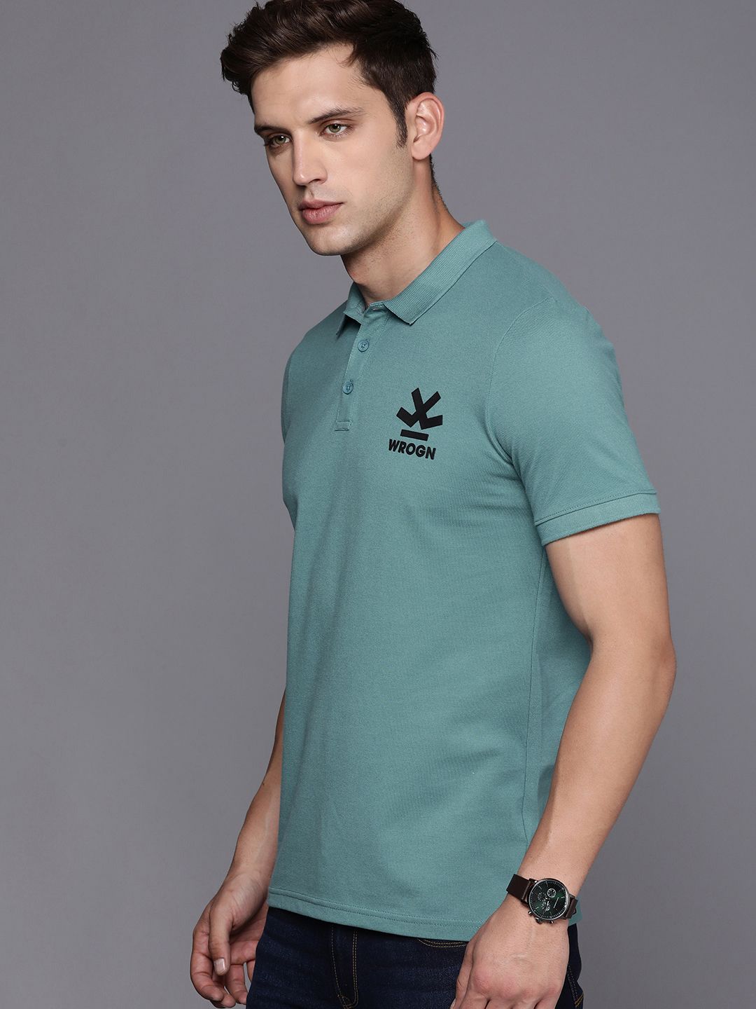 Logo Printed Teal Polo T-Shirt