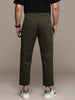 Solid Olive Woven Chinos Trousers