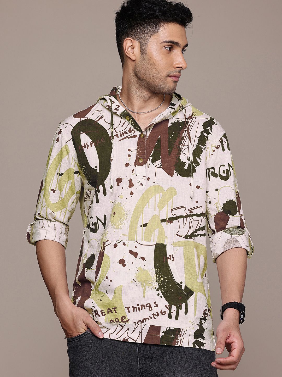 Paint Splatter Hooded Shirt