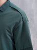 Men Oversized Fit Casual Johnny Collar T-shirt | Dark Green