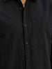 Solid Slim Fit Textured Full Sleeve Shirt | Black