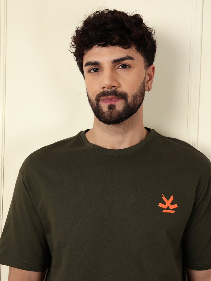 Heavy GSM Printed Picasso T-Shirt | Olive