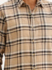 Regular Fit Full Sleeve Checkered Shirt | Beige