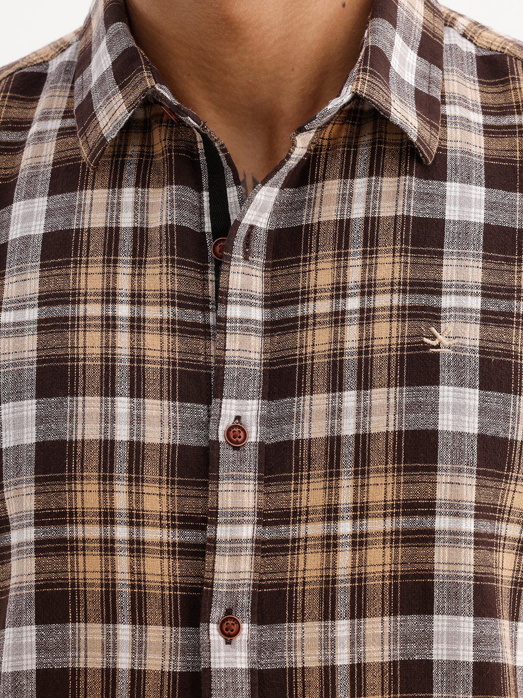 Classic Slim Fit Checkered Shirt | Yellow