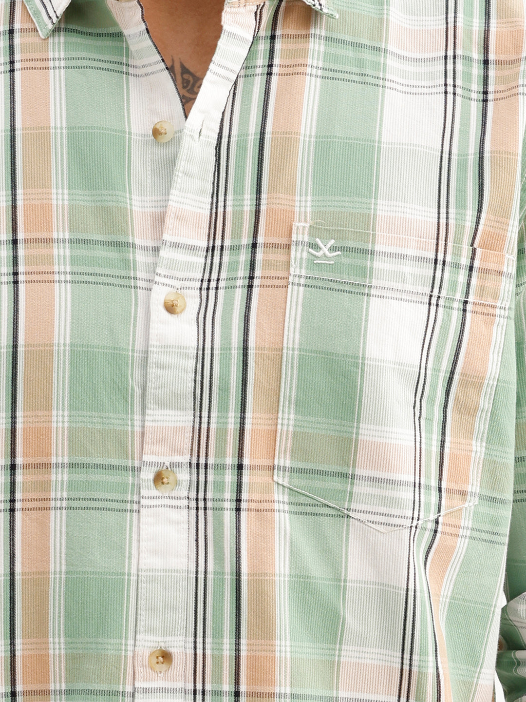 Regular Fit Checkered Full Sleeve Shirt | Green