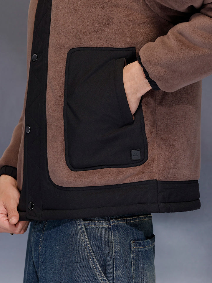 Men’s brown and black paneled jacket | Brown