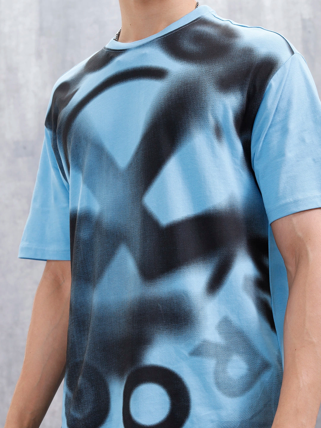 Wrogn Men’s Oversized Graphic Printed T-Shirt | Blue