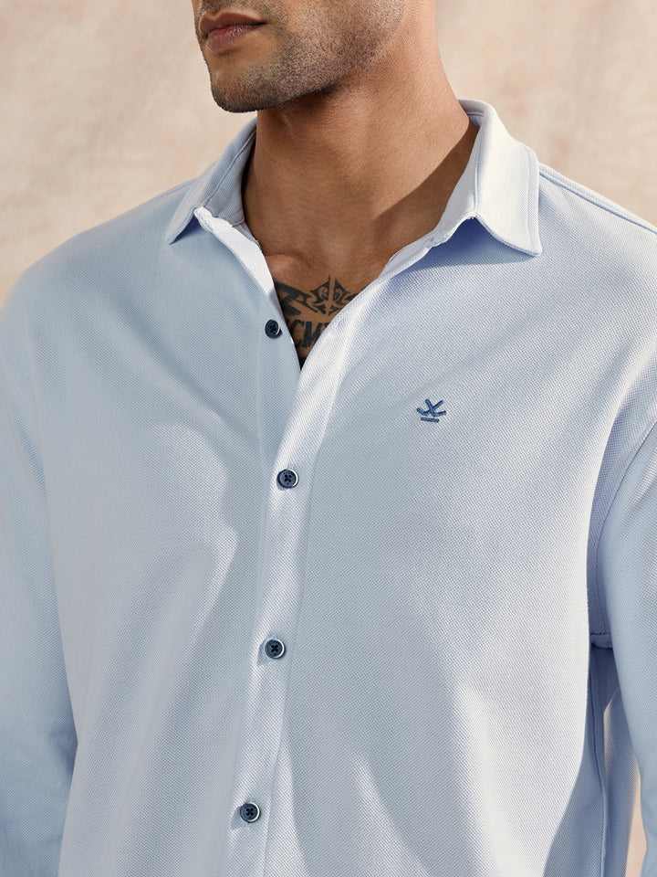 Pique Knitted Shirt | Blue