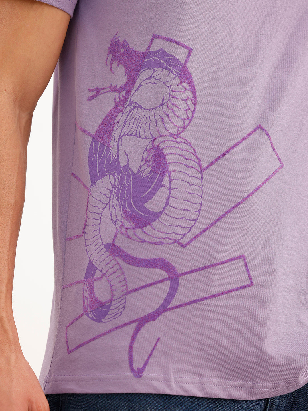 3D Flock Placement Printed T-Shirt | Purple