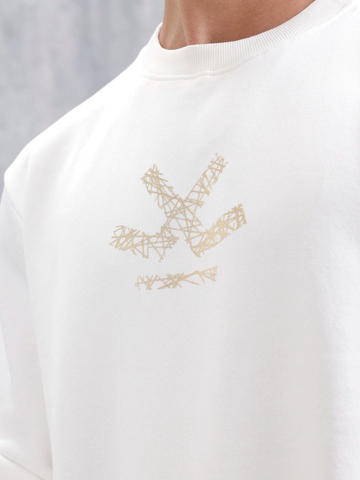 Men's Casual Branded Comfort Fit Sweatshirt  | Snow White