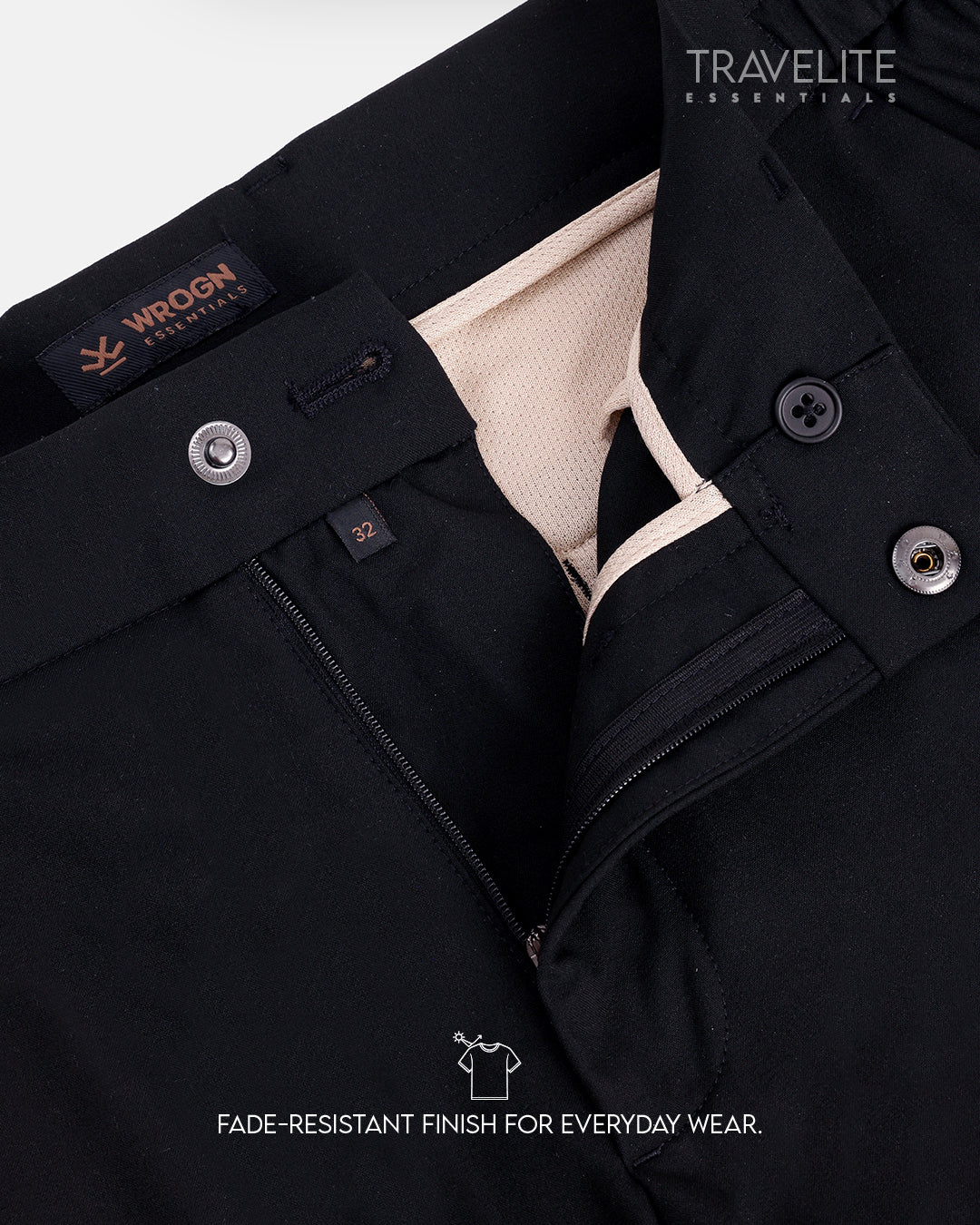 Travelite Straight Fit Trousers | Essential |  Black