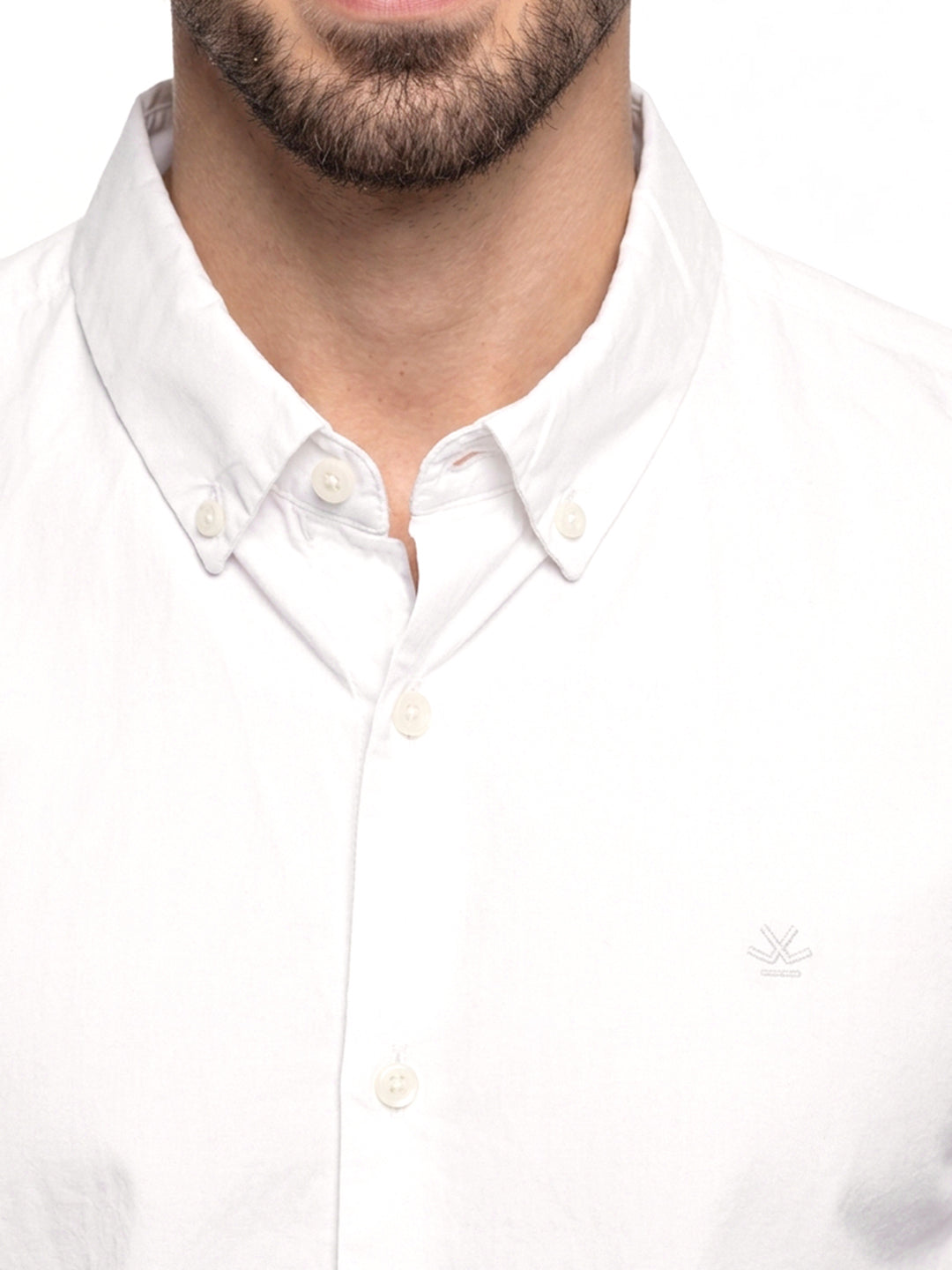 Solid Slim Fit Full Sleeve Shirt | White